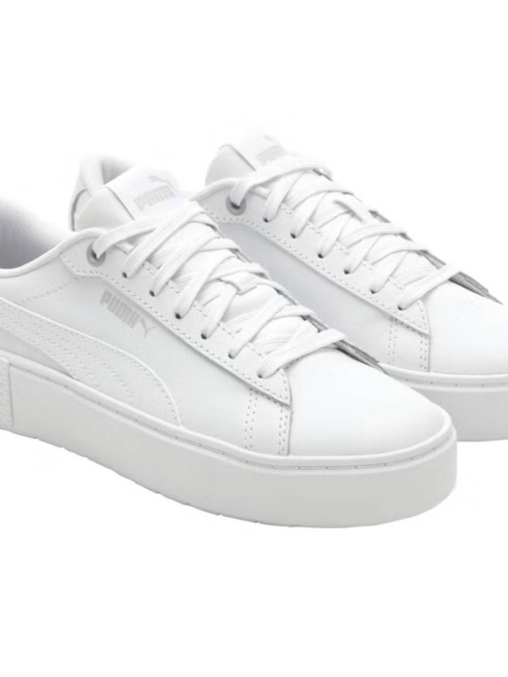 Puma womens White Low-Profile Leather Sneakers